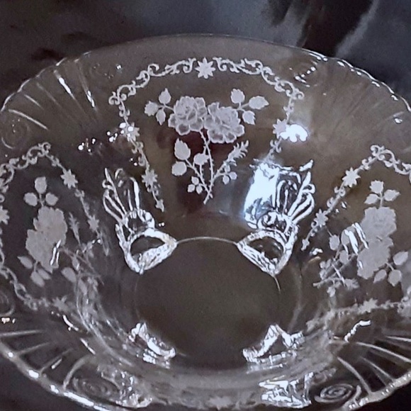 💲SALE💲HP! Rare Vintage Fostoria Midnight Rose Etched Crystal Footed Bowl - Picture 7 of 7